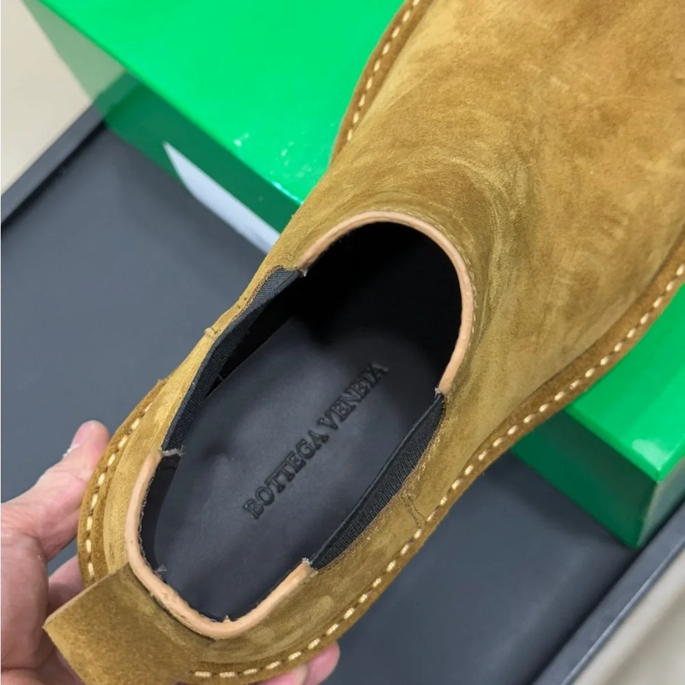 Bottega Veneta Men's Suede Chukka Boots in Mustard